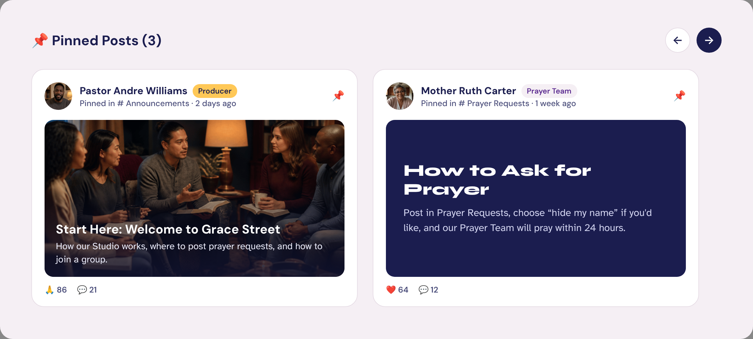 Pinned posts: a welcome guide and how to ask for prayer